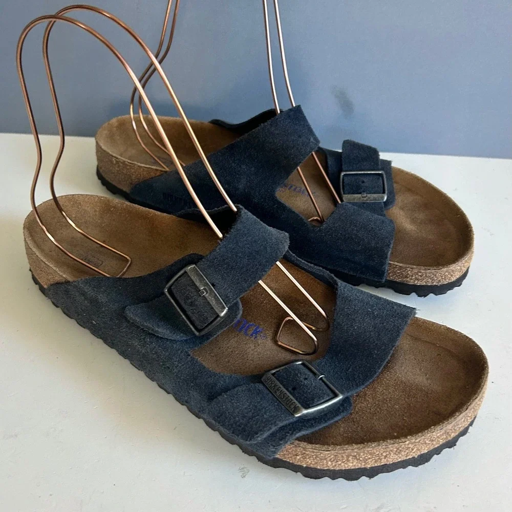 Birkenstock Arizona Sandals Men's 12 / 45 L14 Soft Footbed Navy Suede